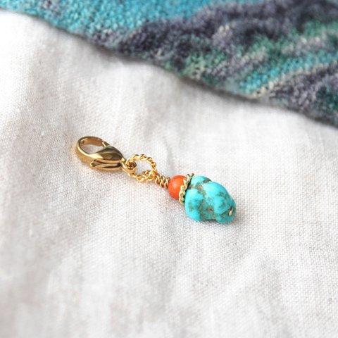 Turquoise Zipper Charm（ターコイズ×レッドウッド）