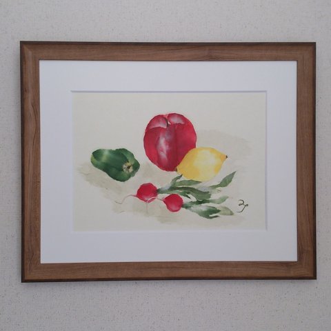 和紙ちぎり絵…果物・野菜