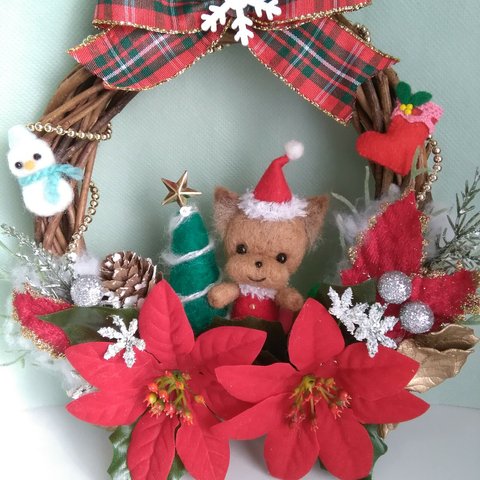 【ご依頼品】クリスマスリース🎄ヨーキーちゃん