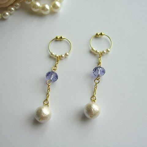 Swarovski Tanzanite and Cotton pearl 