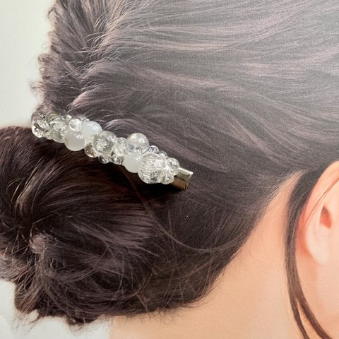 つぶつぶヘアクリップ バブル×ホワイト