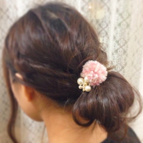 ★再販★No.13 さくら ころっとポンポンビジューヘアゴム