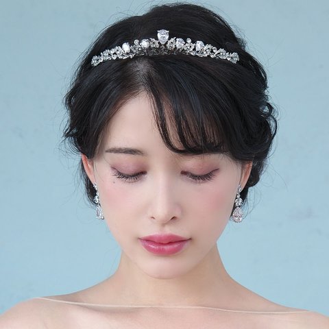 ピュアスパークル ティアラ (T-107)|花嫁 結婚式 挙式 ウェディング シンプル ブライダル 低い カチューシャ ヘアアクセサリー ヘッドドレス