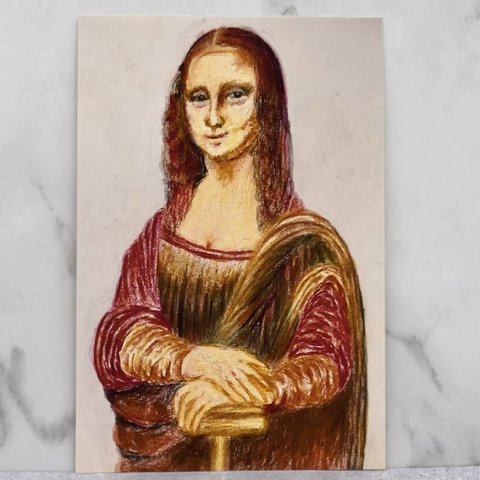 世界の名画シリーズ、レオナルド・ダ・ビンチ「モナリザ」模写　同柄ポストカード3枚セット