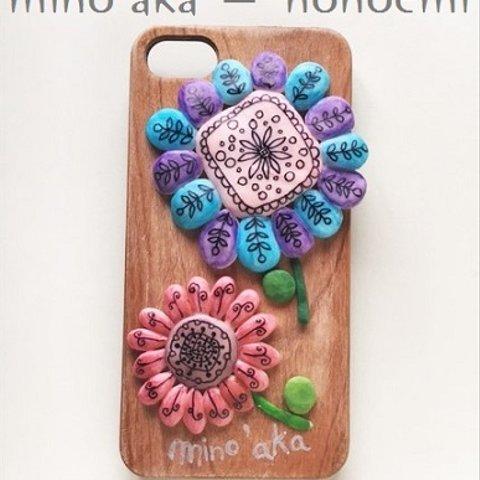 【iPhoneウッドケース】天然木のハードケース　≪mino'aka ＝ ほほえみ②≫