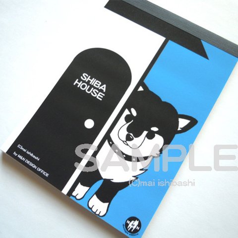 柴犬の隠れ家／オリジナルイラストメモ帳（ブルー）