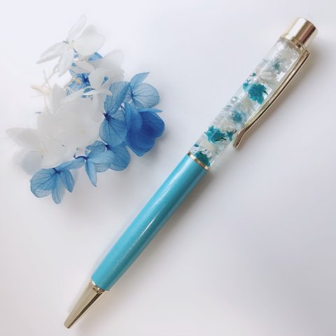 透明感アイスブルー♡ハーバリウムボールペン