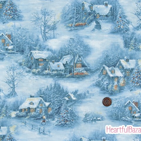 USAコットン(110×50) moda Blizzard Blues クリスマスビレッジ フローズン 生地 布