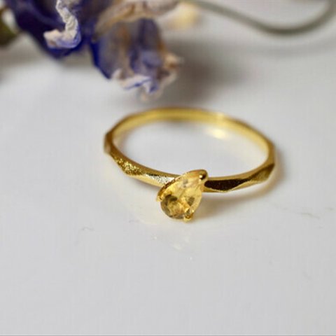 124 天然 シトリン 黄水晶 クリスタル リング 銅 指輪 プレゼント 誕生日 レディース 父の日 お正月 結婚記念日