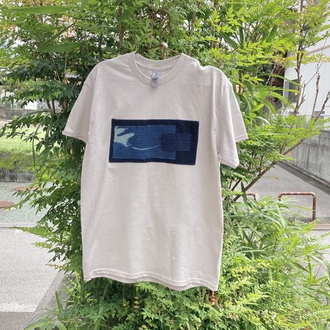 1991 size M 襤褸　リメイク　tシャツ 藍染め　藍染　古布　刺し子　パッチワーク　再構築　オリジナル　ヴィンテージ