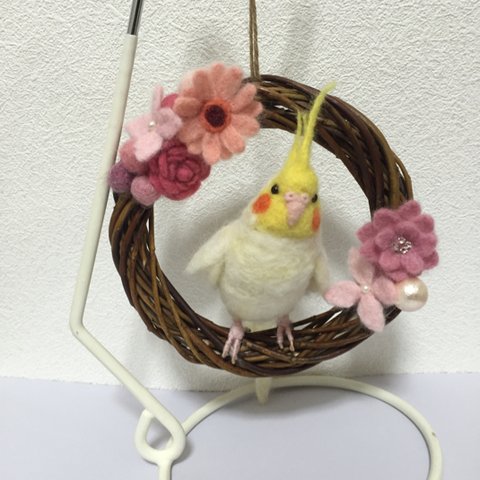 ※専用ページです※yukko-0225様のルチノーオカメインコちゃんのリース♪羊毛フェルト