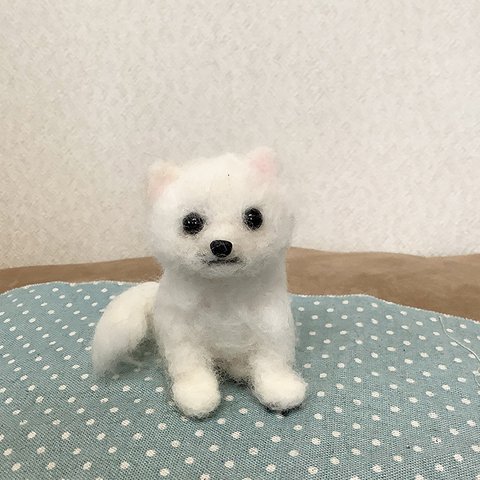 白いポメラニアン＊羊毛フェルト＊犬＊ポメ