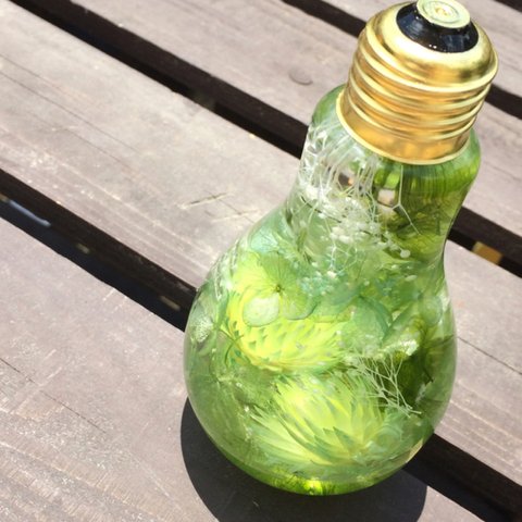 電球ボトルのハーバリウム～green～