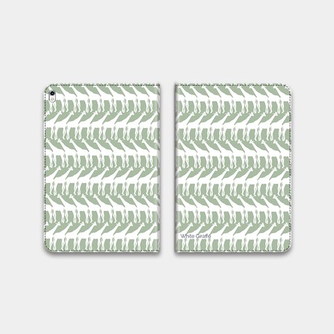 【白いキリン】グリーン　手帳型タブレットケース　ipad andoroid　対応機種あり