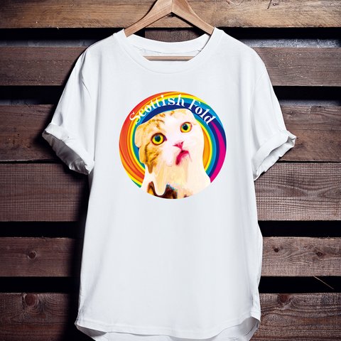 ねこTシャツ「とろけるスコティッシュフォールド」