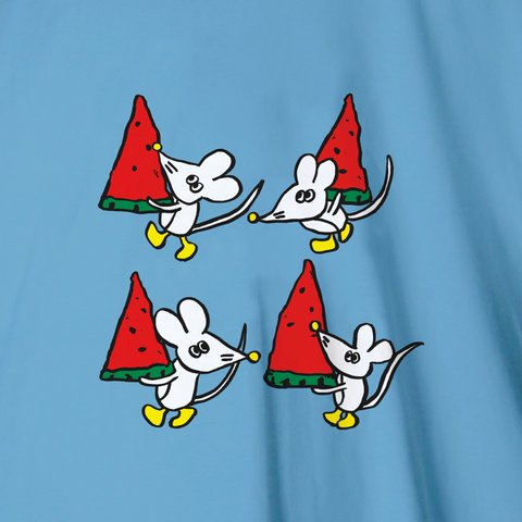 「スイカ」4匹ネズミTシャツ007