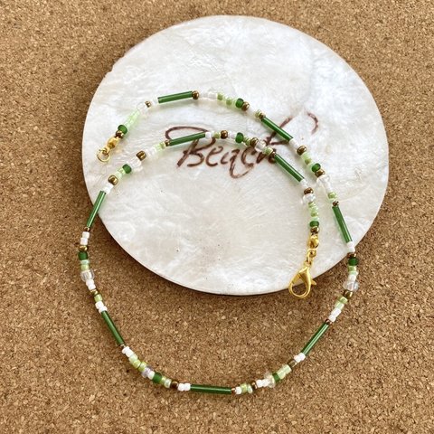 Green beads necklace