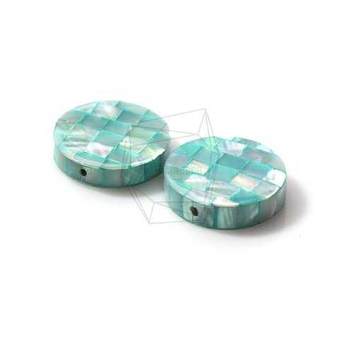 PEA-018-G【2個入り】モザイクラウンド螺鈿ビーズ, Mother of Pearl Mosaic round