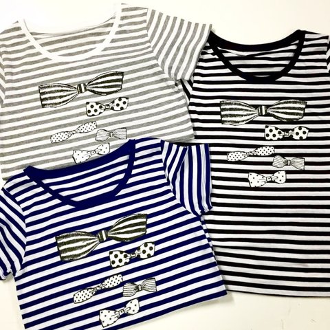 SALE! Striped T-shirts - ribbons -blue