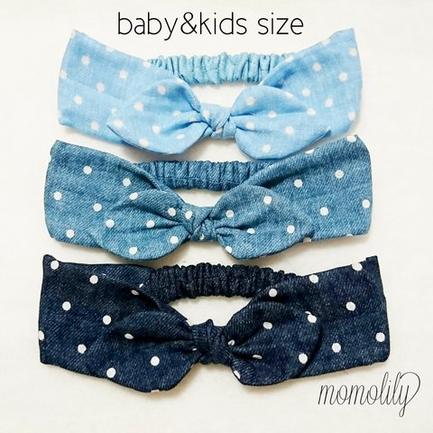 baby&kids✽ドットのリボンヘアバンド✽ 