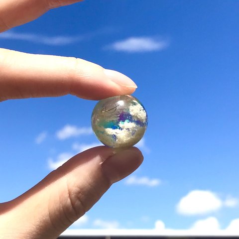 虹空⑤土星  雲レジンネックレス