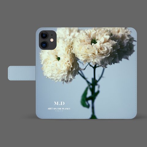 smartphone case FLIP CASE #061 <white flower>