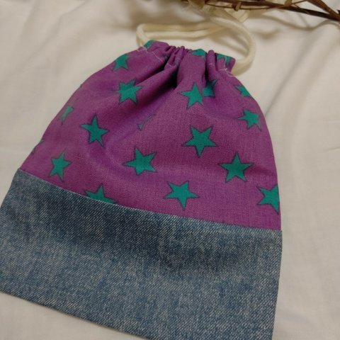 巾着袋*星柄*紫