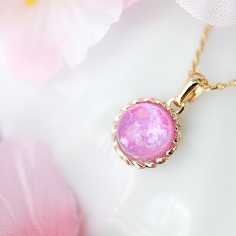 色が変わる 桜色 一粒ネックレス ～sakura jelly～ さくら サクラ 春 ピンク シンプル  小さい レジン