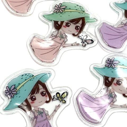 デコパーツ クリア 女の子 2カラー 各3個 素材 帽子 アニメ風 材料 ハンドメイド キュート pt-2277