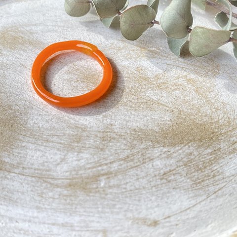 slim glass ring orange 約18号