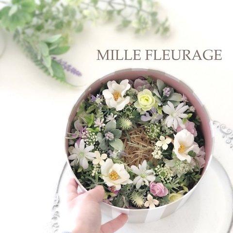 𓋜 Gift Wreath［パステルカラーのフラワーリース］petite fleur wreath アーティフィシャルフラワー𖧷 ローズ デイジー ベリー