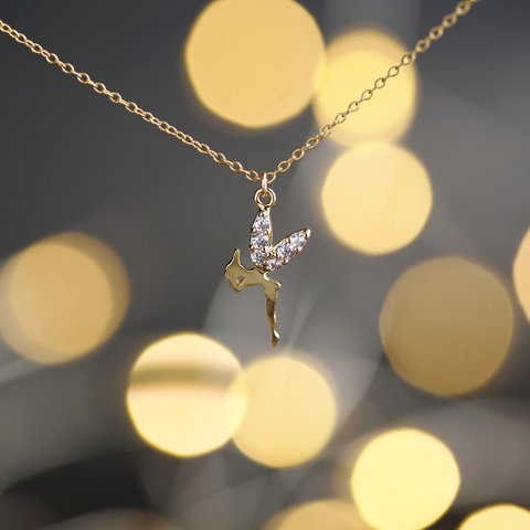 【14KGF】Necklace,Cubic Zirconia Tiny Tinker Bell
