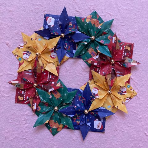 折り紙クリスマスリース⑦Merry Christmas