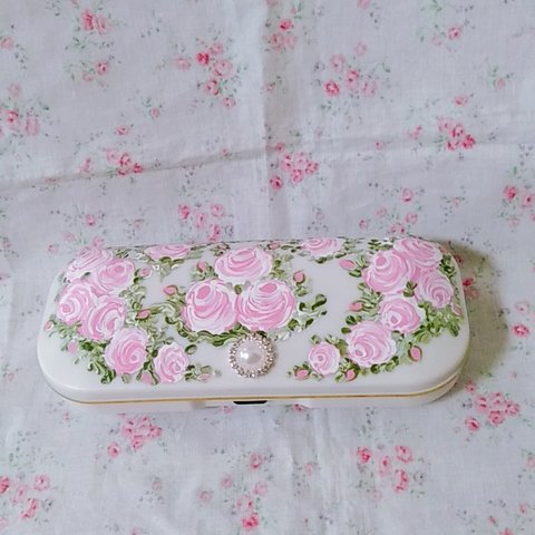 送料無料♡薔薇のメガネケース♡トールペイント