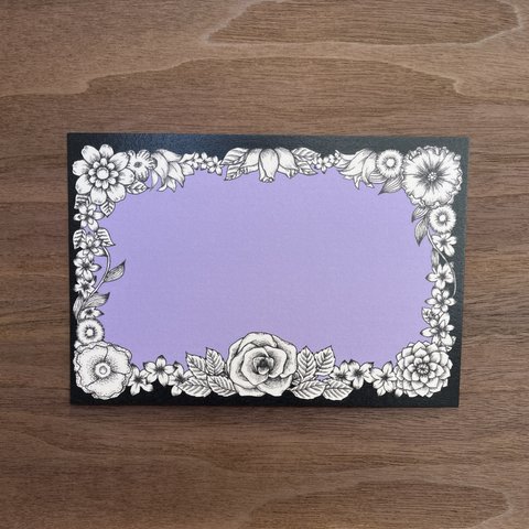 花々と紫色のポストカード　No.02　２枚組