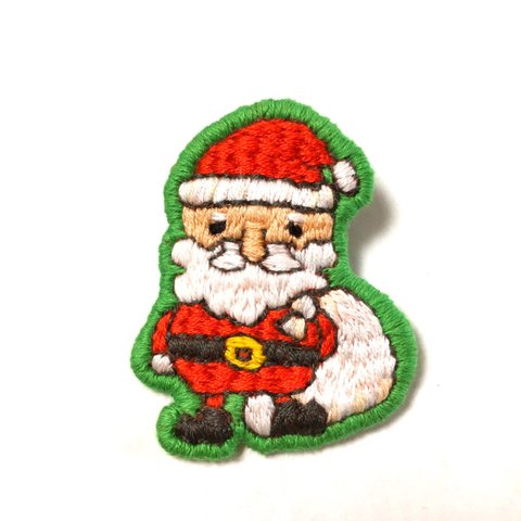 クリスマス・サンタ刺繍ブローチ