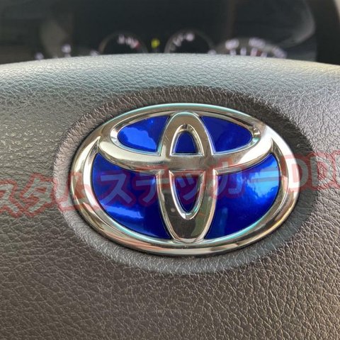 トヨタ ステアリングエンブレム シート ステッカー ブルー メッキ 青 鏡面