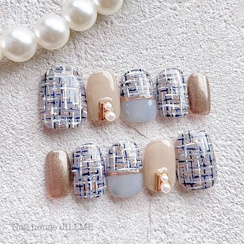 【大人ツイード】blue  フォーマル キレイめ 女子力高め オケージョン nailhousejillme 