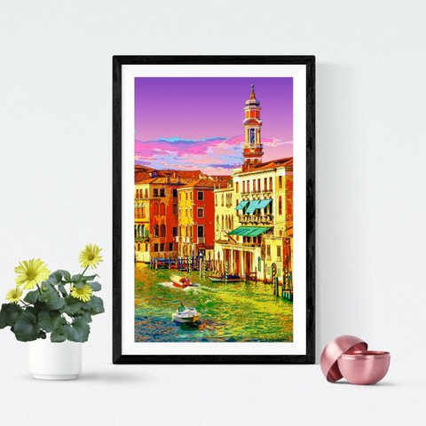 【アートポスター】イタリア ヴェネツィアの夕暮れ（作品No.222）