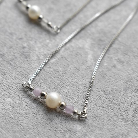 【クンツァイト】pearl stone bracelet｟silver｠