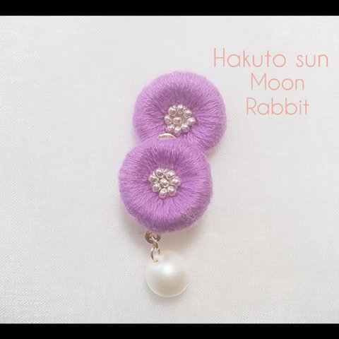 刺繍イヤリング  菫