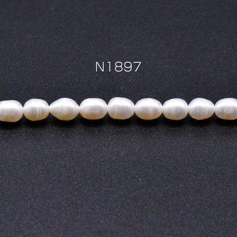 N1897 1連 淡水パールビーズ 不規則オーバル 天然素材 6-8mm 1連(約53ヶ)