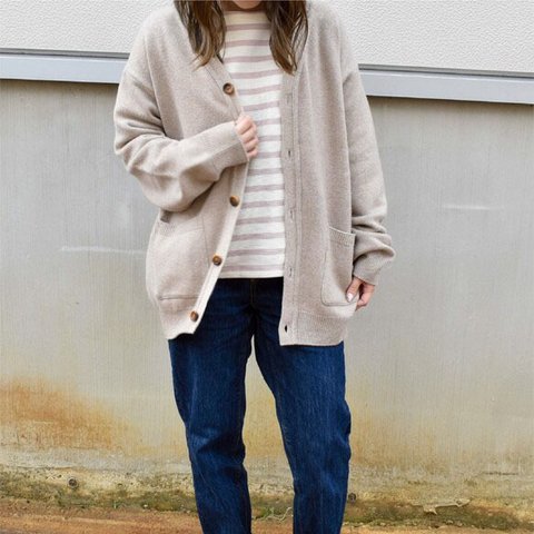 洗えるカシミヤカーディガン size2 (beige)