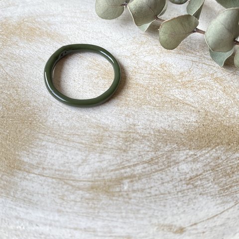 slim glass ring khaki 約14号