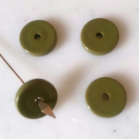 Vintage Khaki Disc Beads 《6147》