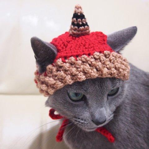 【再販3】猫用 赤鬼さん帽子 節分は赤鬼さんになるニャ♡