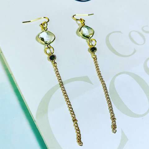 クリスタル＊チェーン＊ロング＊ピアス