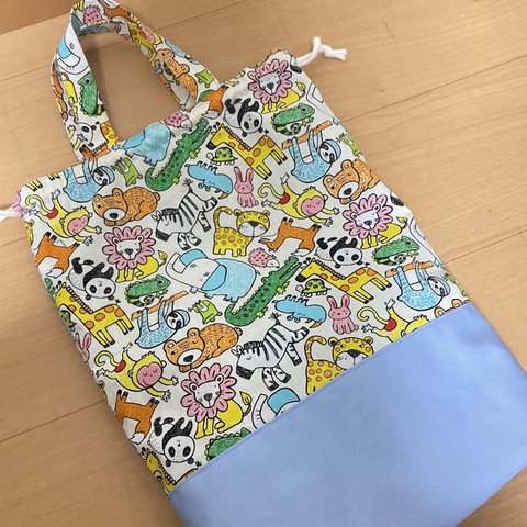 入園入学グッズ♡体操服入れ♡マチあり♡上履き入れ♡持ち手あり巾着♡巾着袋♡動物♡アニマル柄♡