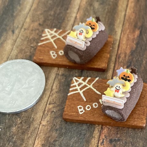 【1/12サイズ】ミニチュアハロウィン　ミニチュア　ハロウィン　ハロウィンケーキ　ロールケーキ　焼き菓子　アイシングクッキー　ミニチュアケーキ