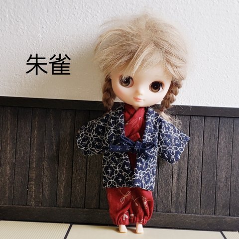 ＊middie blythe outfit ミディブライス アウトフィット＊刺し子半纏＊一目刺し・花十字＊紺＊